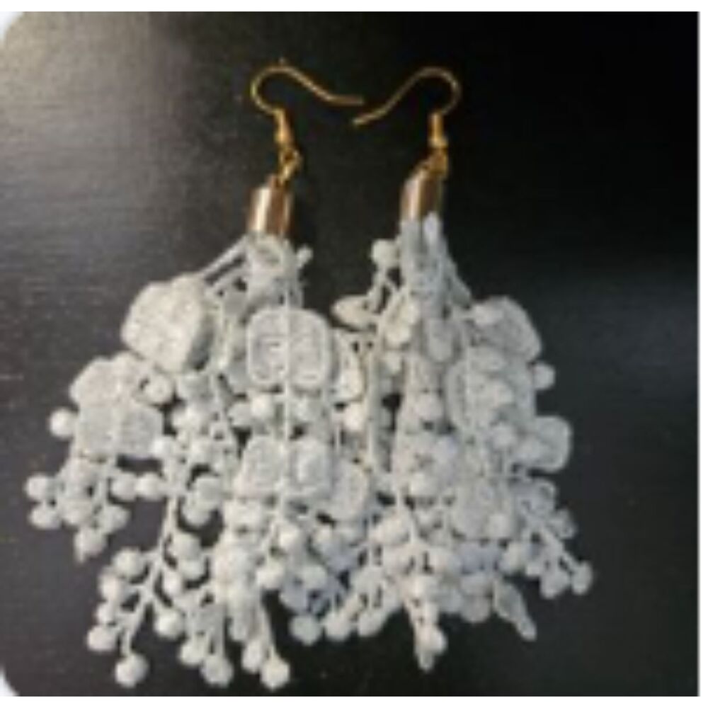 Blue Lace 1.5" Handmade Dangle Earrings Lightweight Women's Kids Jewelry